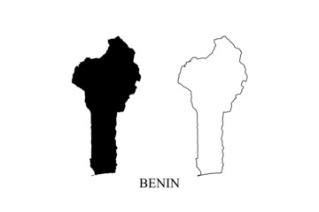 Wall Mural - benin map vector, isolated on white background. black template, flat earth. simplified, generalized 