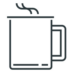 Poster - Tea mug black line icon on white background	