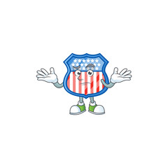 Poster - A comical Grinning shield badges USA cartoon design style