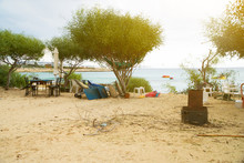 Refugee's Place On The Sea Beach.