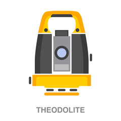 theodolite flat icon on white transparent background. You can be used black ant icon for several purposes.	