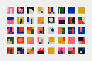 Wall Mural - bauhaus abstract vector shapes collection