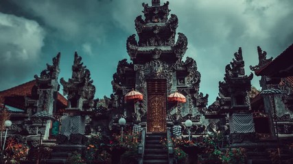 Wall Mural - Traditional Hindu temple with beautiful gate. Asian culture and religion in amazing 4k Time lapse