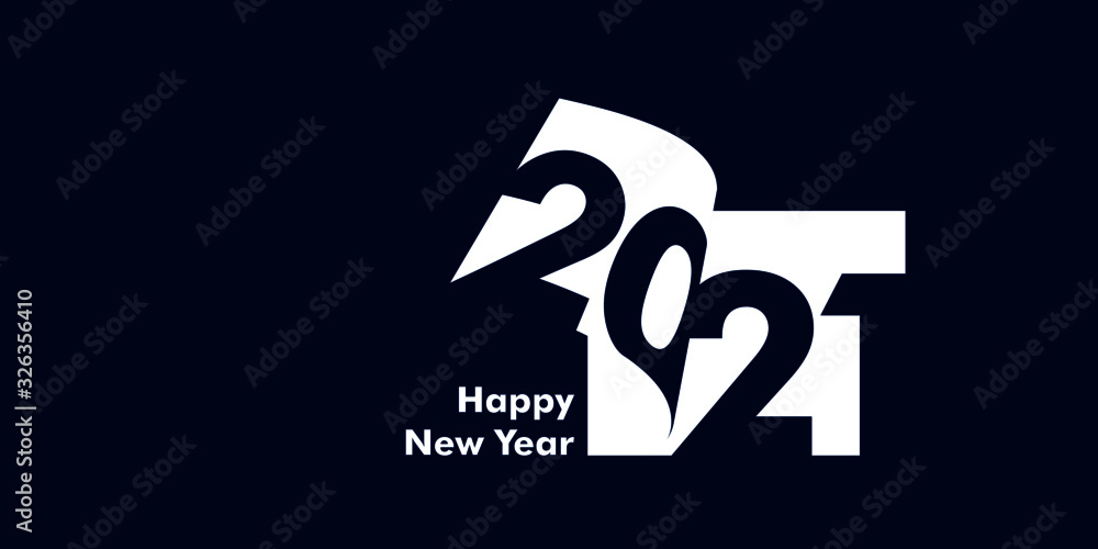 Happy New Year 2021 Text Design Patter, Vector illustration - obrazy, fototapety, plakaty 