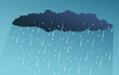 Illustration of Cloud and rain on dark background. heavy rain  rainy season  paper cut and flat style. vector  illustration.