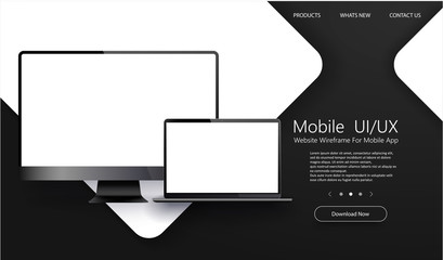 Aufkleber - Laptop and PC isolated vector. Awesome responsive web design development coding concept. Gadget illustration vector. Modern computer, laptop.