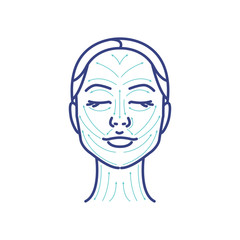 Elegant woman head. Massage facial lines. Face and neck massage. Beauty treatment, skin care, massage lines