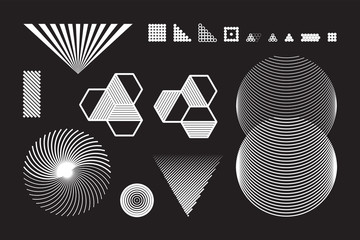 Wall Mural - universal geometric shapes set. design forms on black background