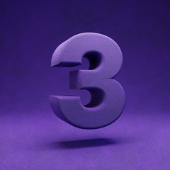 Violet velvet number 3. Indigo color font character.