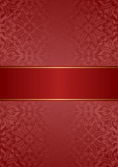 Sticker - red background with floral pattern and copy space