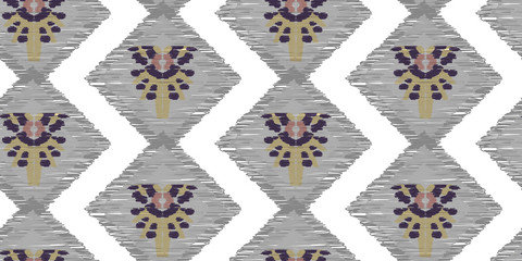 Wall Mural - Old style ikat color etnical tribal hand - drawn pattern navajo motif for packing, wallpaper, batik background