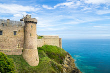 XIVth Century Medieval Castle Fort La Latte, Brittany Landmark, France.