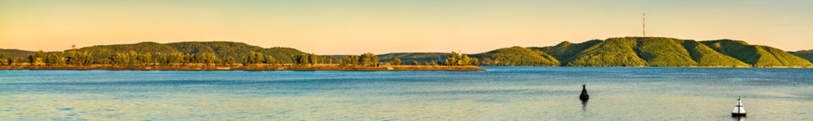 Sticker - Panorama of the Volga river and the Zhiguli Mountains near Togliatti, Russia