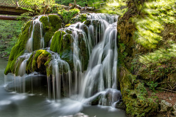  The unique beautiful Bigar waterfall full of green moss, Bozovici, Caras-Severin, Romania