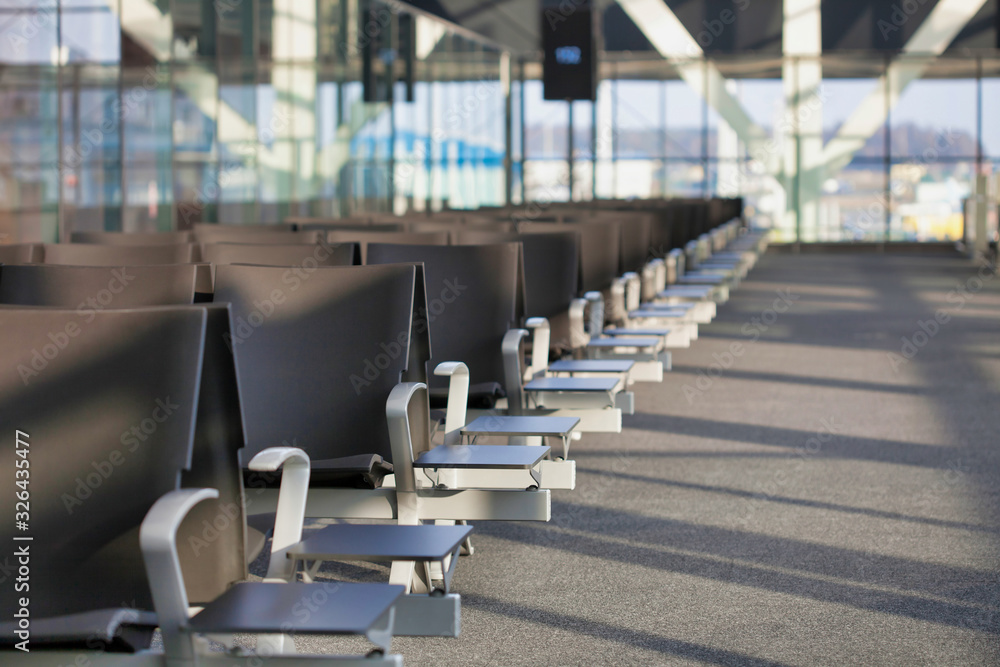 Photo of empty boarding gate in airport - obrazy, fototapety, plakaty 