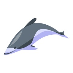 Sticker - White grey dolphin icon. Isometric of white grey dolphin vector icon for web design isolated on white background