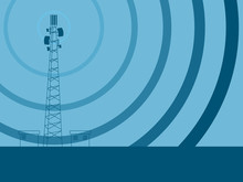 Telecommunication Tower With Television Antennas. Vector Illustration