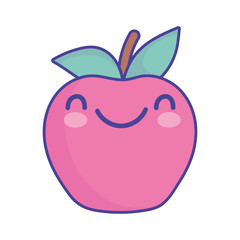 Sticker - smiling apple character cartoon food cute flat style icon