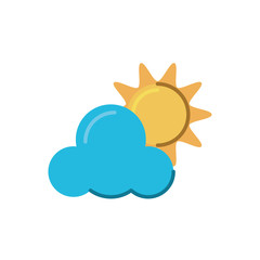 Sticker - cloud and sun, flat style icon