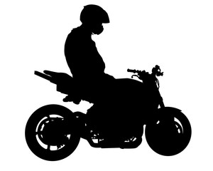 Wall Mural - Man in protective clothing rides a sports bike. Isolated silhouette on a white background