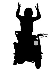 Wall Mural - Man in protective clothing rides a sports bike. Isolated silhouette on a white background