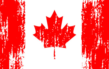 Wall Mural - Old flag of Canada in the style of scratched paint on the wall. Vector illustration