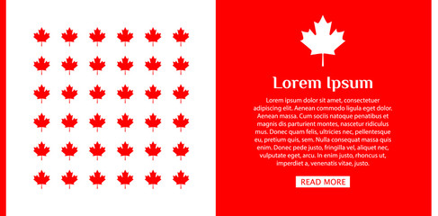 Wall Mural - Web banner for Canada Day. Red maple leaves on a white background. Template with place for your text, copy space. Vector illustration