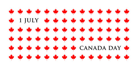 Wall Mural - Abstract banner Canada Day. Red maple leaves on a white background. Vector illustration