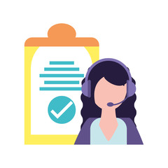 Poster - woman operator with headphones, customer service