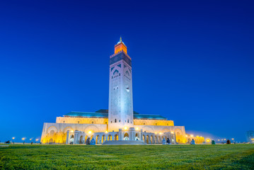 The Hassan II Mosque is a mosque in Casablanca, Morocco. It is the largest mosque in Morocco with the tallest minaret in the world.