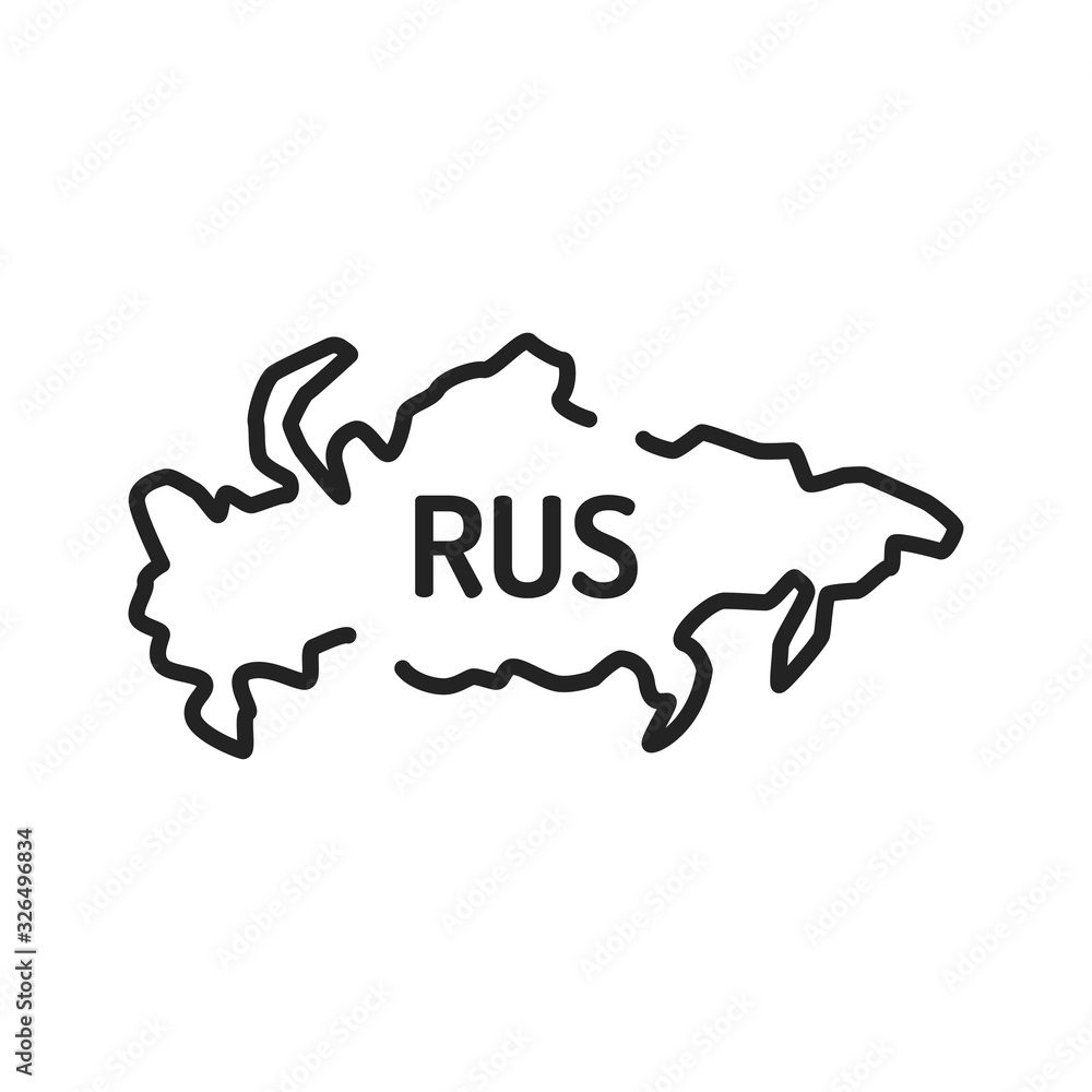 Russia map black line icon. Border of the country. Pictogram for web ...