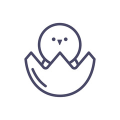 Poster - eggshell with cute little chicken, line style icon