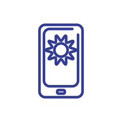 Canvas Print - cellphone with sun icon, line style design