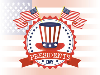 Wall Mural - happy presidents day poster with tophat and usa flag