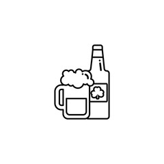 Poster - glass of beer and bottle, flat style icon