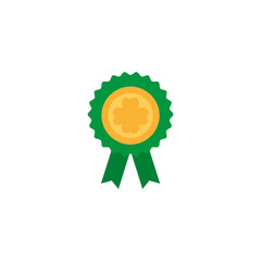 Poster - badge with green ribbon, flat style icon