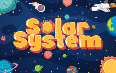 Wall Mural - Poster design with many planets in the solar system