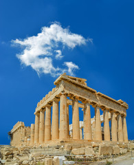Wall Mural - parthenon in athens  city greece in spring  season blue sky and clouds