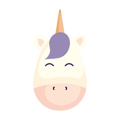 Poster - head of cute unicorn fantasy isolated icon vector illustration design