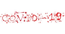 Bloody Print On A White Background With The Letters CORONA COVID-19.World Health Organization WHO Introduced New Official Name For Coronavirus Disease Named COVID-19