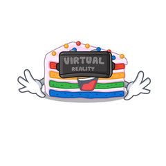 Sticker - A Picture of rainbow cake character wearing Virtual reality headset