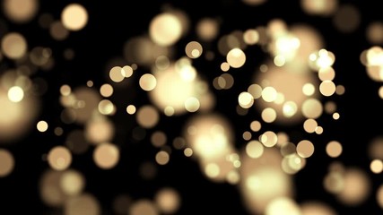 Wall Mural - beautiful golden particles bokeh lights on black background. glitter defocused with soft light abstr