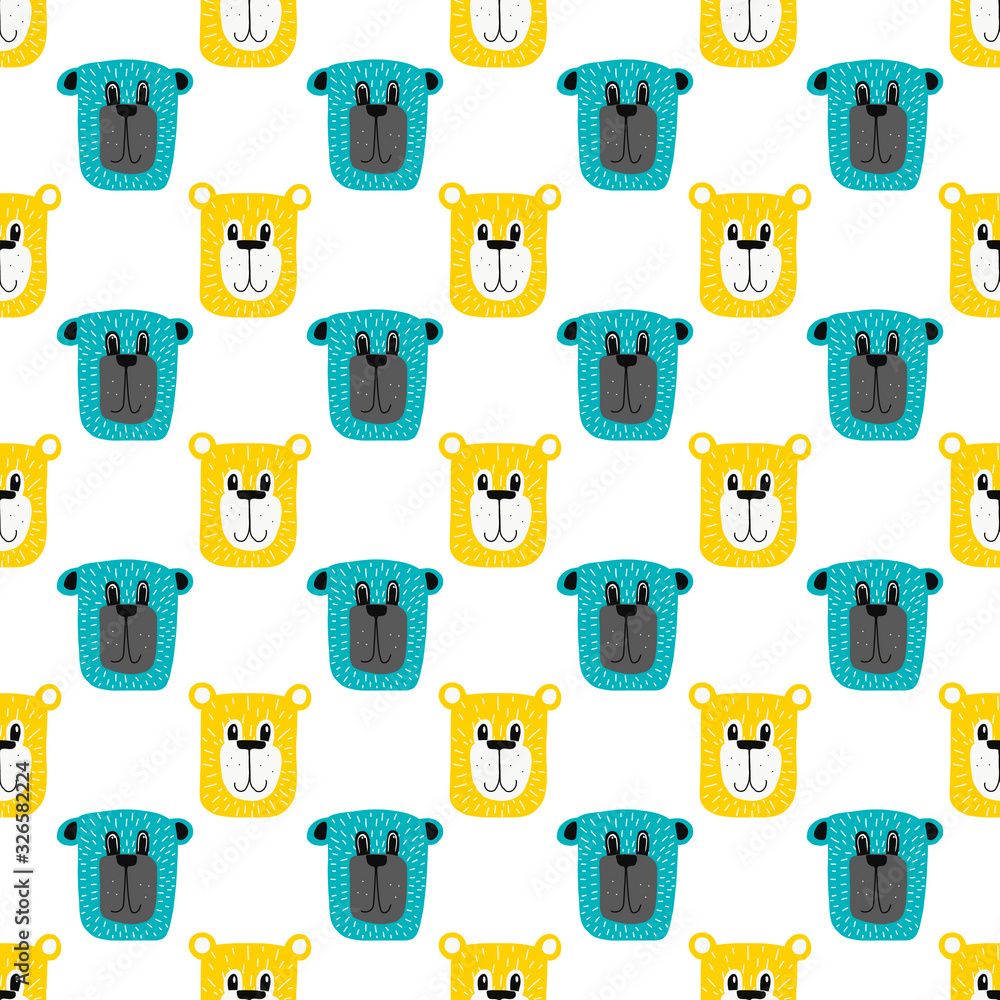 seamless teddy bear pattern vector hand drawn illustration cartoon ...