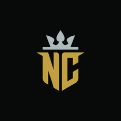 Wall Mural - Initial Letter NC with Shield King Logo Design