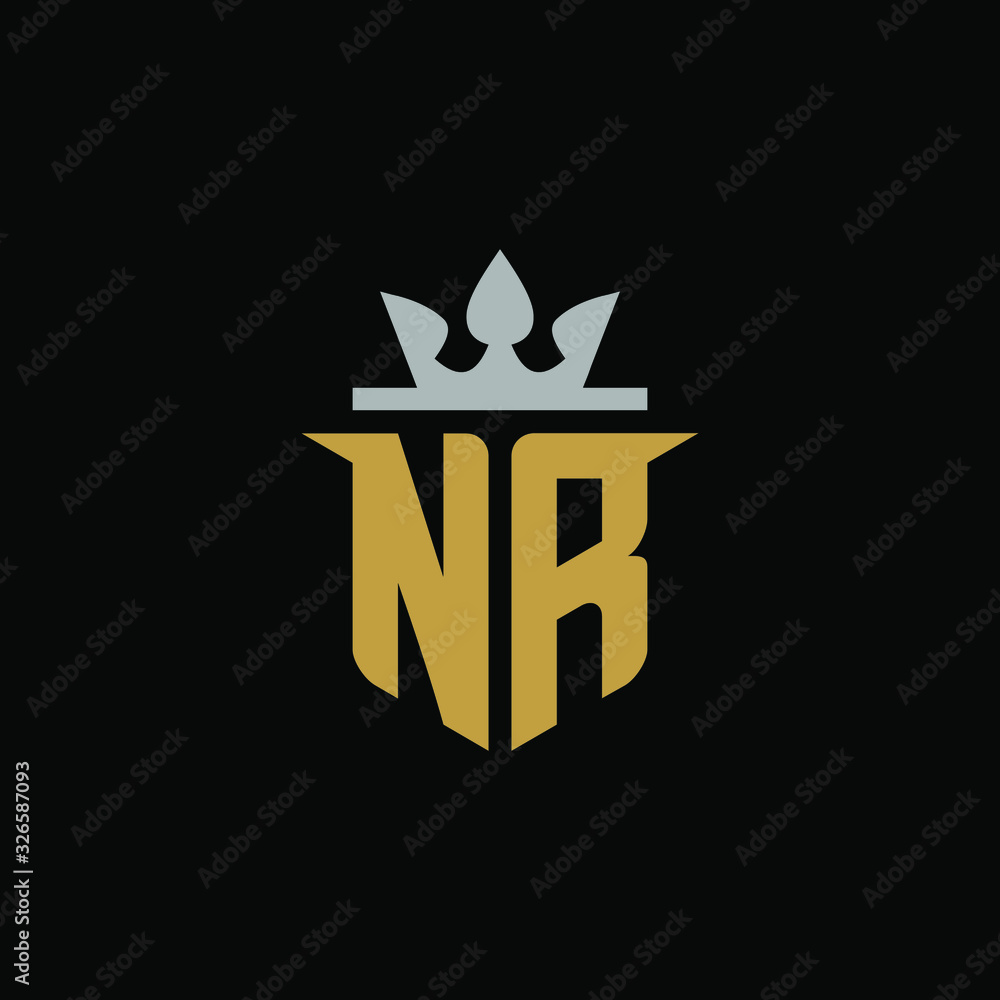 Initial Letter NR with Shield King Logo Design Stock Vector | Adobe Stock