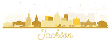 Jackson Mississippi City Skyline Silhouette With Golden Buildings Isolated On White.