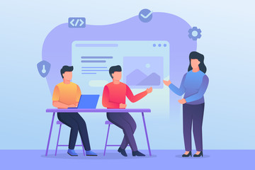 Wall Mural - team developer or programmer discussion and learning together on office