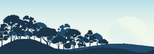 Forest Trees Silhouettes , Nature Landscape Background Vector Illustration EPS10