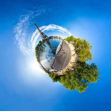 Tiny Planet Of The Eiffel Tower And Riverside Of The Seine In Paris