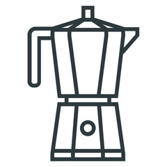 Sticker - Coffee italian maker black line icon on white background	